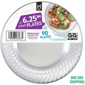 980270017 Members Mark Clear Plastic Plates 6.25in Disposable 90 Count