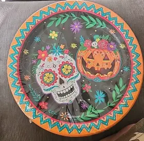 9864t-y Members Mark Halloween Skull Jacko Premium Paper Plates 85ct 10 Inch Brand New
