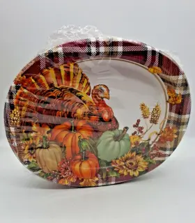 990007843 Members Mark Harvest Of Plenty Oval Paper Plates 10 Inch X 12 50 Count