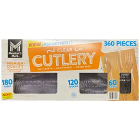 K6c360 Members Mark Clear Cutlery Combo Pack Forks Knives Spoons 360 Ct