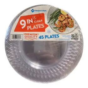 K6ps94 Members Mark Premium Quality Crystal Clear Plastic Plates 9 Inch 45 Ct