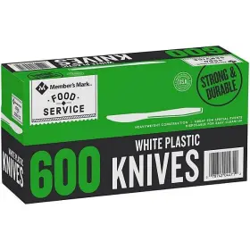 Km600 Members Mark Plastic Knives Heavyweight White 600 Ct. Premium Quality