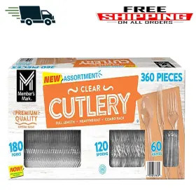 Pw-cpc-360cnsam Members Mark Clear Cutlery Combo Pack Forks Knives Spoons 360 Ct