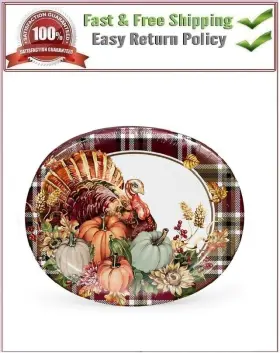 Sam374475 Members Mark Thanksgiving Oval Paper Plates 10 Inch X 12 50 Ct