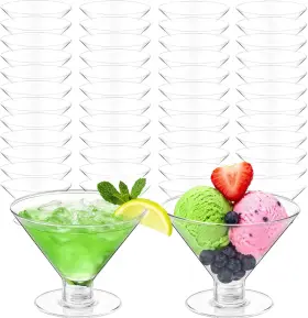 Meolibour 705353262739 50 Pcs Disposable Plastic Martini Glasses For Parties 5oz Unbreakable Clear Coc