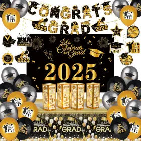 Supplies-101 Merear Graduation Decorations Party Supplies Grad Class Of 2025 Gold