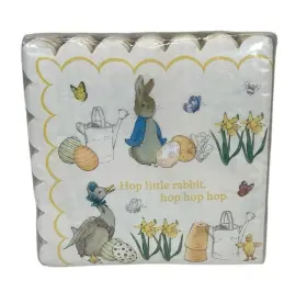 195918 Meri Pack Of 32 Beatrix Potter Peter Rabbit Large Scalloped Edge Paper Napkins