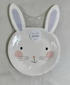 25847772 Meri World Market Bunny Rabbit Shaped Paper Plates 12 Count - Sealed New