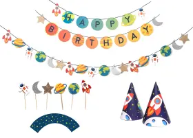 Ttm015 Merrilulu Trip To The Moon Birthday Party Decoration Kit 12 Guest Happy