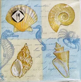 Mesafina 769947088853 40-ct 5x5 Nautical Seashell Beverage Paper Napkin Summer Fall Cocktail Napk Inch