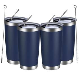 Meway 791328979498 20oz Tumbler 4 Pack Double Wall Vacuum Insulated Travel 20 Ounces Navy