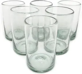 43235-175437 Mexhandcraft Clear 14 Oz Drinking Glasses Set Of 6 Hand Count Pack 1