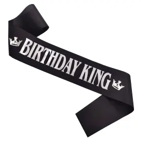 Mgjsrnh 137439997381 Birthday King Sash For Men Boy Party Decoration Supplies Silver Foil