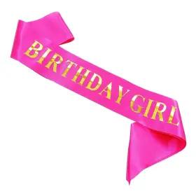 Mgjsrnh 137439999033 Birthday Girl Sash With Gold Foil - Soft Satin Pink For Women Happy Bi