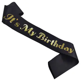 Mgjsrnh 137439999996 Its My Birthday Sash With Gold Foil Black Soft Satin For Women Girls Boys