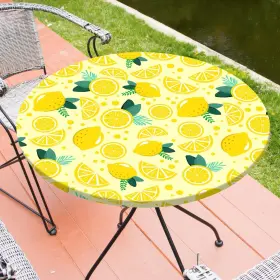 Kn009002-m Mhjy Round Tablecloth Fitted Elastic Table Cover M 45-56 Inch Yellow