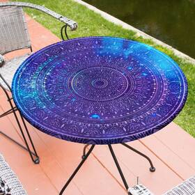 Mhjy Kn009009-m #mh-fba Round Tablecloth Fitted Elastic Table Cover M 45 Inch -56 Blue Purple