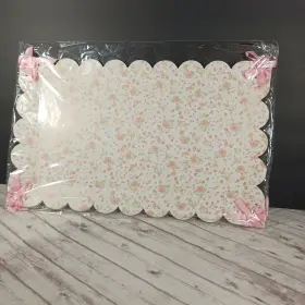 Michael S 886946586590 Michaels Celebrate It 6pc Paper Trays Dreamy Sweets Pink Green Gingham 15x9.25 Inch