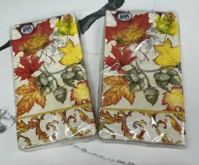 Naph315 Michel Design Works Lot Of 2 15 Triple-ply Paper Hostess Napkins Fall Symphony