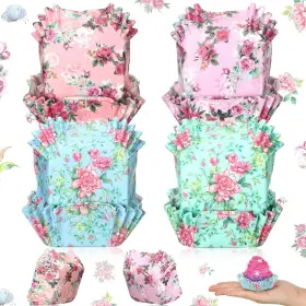 Flo-mifoci-0375 Mifoci 400 Pcs Square Floral Cupcake Liners Watercolor As Pictures Shown