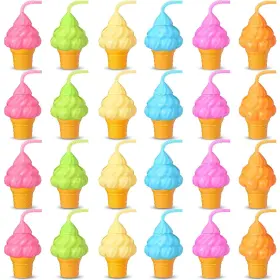 Mifoci-drinkingcup-2723 Mifoci 24 Sets Summer Ice Cream Party Favor Cups 10 Oz With Li