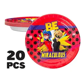 Mrcls-plts20 Mighty Mojo Miraculous Ladybug 9 Inch Paper Plates 20ct Cat Nior Kids Party Supplies