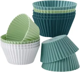 Mkbc12-3 Mikim Reusable Silicone Baking Cups 12 Pack Non-stick 4 Colors Multicolor
