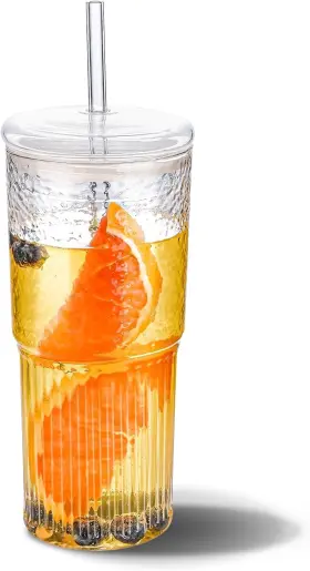 T001 Minghyzya 20 Oz Iced Coffee Cup With Glass Lids And Clear-1pack