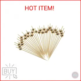 Minisland 727196821751 Gold Pearl Cocktail Picks 4.7 Inch Long Bamboo Fancy Toothpicks For Appetizers