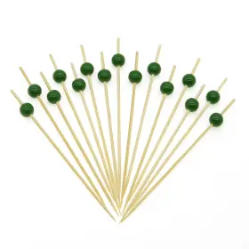 Msl452 Minisland Dark Green Pearl Cocktail Picks 4.7 Inch Long Bamboo Fancy Toothpicks