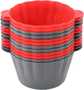 Miren-k231001 Mirenlife 12 Pack Reusable Non-stick Large Silicone Baking Cups 3.54 Jumbo Red Gray