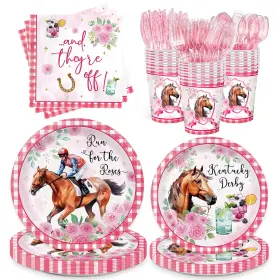 Mirzophel 772882267498 168pcs Derby Party Supplies Include Plates Napkins Cups Disposable Tableware