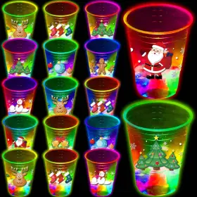 Fc-chris-pc-40-1 Mishunyus 40 Pcs Christmas Party Cups Glow Flashing Theme For Holiday