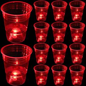 Mishunyus Pdb-dse-c-1 Glow In The Dark Red Party Cups 24 Pack 16 Oz Led Light Up Plastic