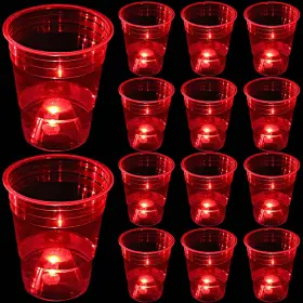 Pdb-dse-c-1 Mishunyus Glow In The Dark Red Party Cups 24 Pack 16 Oz Led Light Up Plastic