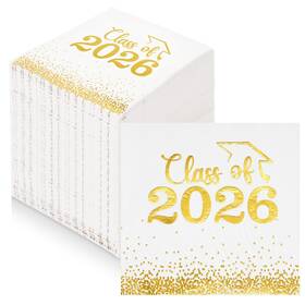 Mljsh Paper001 100 Pcs Graduation Napkins Class Of 2026 - White One Size Gold