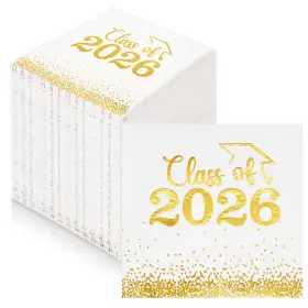 Paper001 Mljsh 100 Pcs Graduation Napkins Class Of 2026 - White One Size Gold