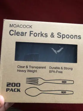 Moacock 445029347393 200 Count Clear Disposable Plastic 100 Forks And Spoons