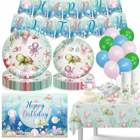 Mokeja Party 780744493428 Under The Sea Decorations Turtle Theme Birthday Plates Napkins And Cups