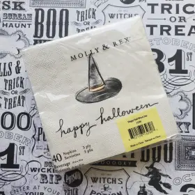 13280 Molly & Rex And Beverage Napkins Happy Halloween Witch Hat One Pack 40 Ct 3 Ply