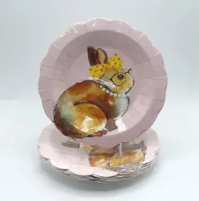 13640 Molly & Rex 2 And Easter Motif Paper Plate Set Of 16 Plates 32 Total New