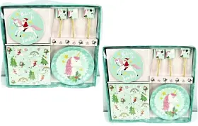 141-57 Molly & Rex Christmas Party Supplies Believe In Santa Coasters Plates Napkins Cake Picks