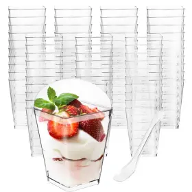 Lkz1omqs8j Monrocco 50 Pack 5 Oz Plastic Dessert Cups With Lids And Spoons Mini Parfait