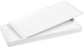 Moretoes546514 Moretoes 5pcs 14.5 Inch X 6 White Serving Trays For Party Supplies Unbreakable Rectangle P