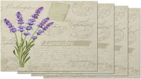 Placemats-b44 Moslion Vintage Flower Lavender Placemats 12 X 18 Inch