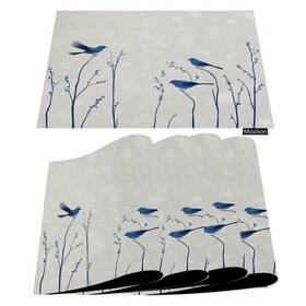 Moslion Placemats-b92 Watercolor Robin Placemats Animal Birds Sitting On 12 X 18 Inch Bird