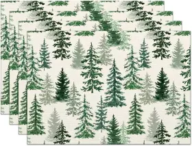 Mo-24christ-pmat-9 Moutina Christmas Placemats Set Of 4 12x18 12x18inch Pcs Green White