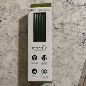 Mozaik 039982040735 Plant-based Compostable Straws Case Green 50 Pack