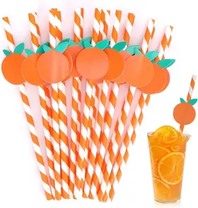 552108 Mozeat Lens 1 Kqeeebycx Orange Straws 30 Pack Striped Paper Disposable One Size Theme