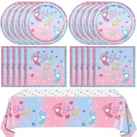 Mpartymagic 717352822180 41pcs Gender Reveal Decorations Pink Blue Party Tableware Set B